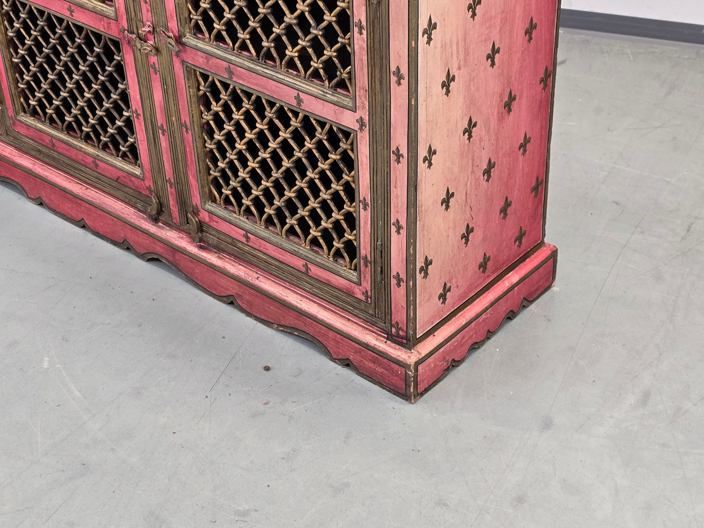 MAROKKANISCHE KOMMODE Sideboard Rot Gold Handbemalt Orient Massivholz Zouaq