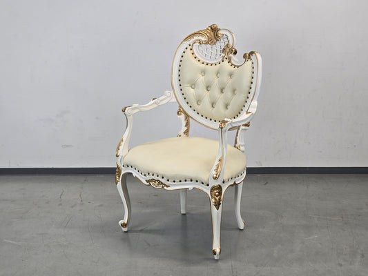 BAROCK SESSEL Weiss Gold Rokoko Stuhl Vintage Sessel Antik-Stil Prunkstuhl