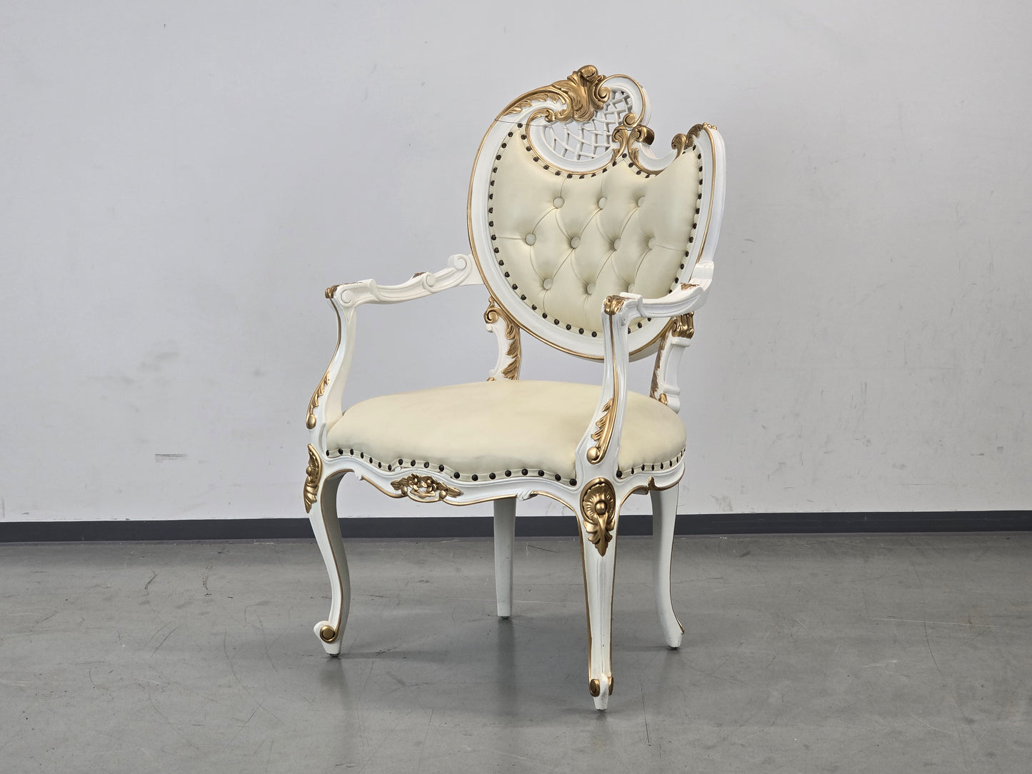 BAROCK SESSEL Weiss Gold Rokoko Stuhl Vintage Sessel Antik-Stil Prunkstuhl