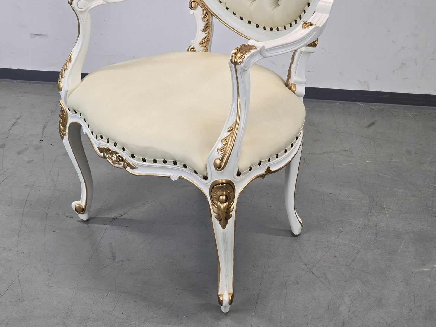 BAROCK SESSEL Weiss Gold Rokoko Stuhl Vintage Sessel Antik-Stil Prunkstuhl