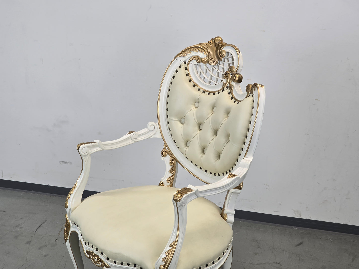 BAROCK SESSEL Weiss Gold Rokoko Stuhl Vintage Sessel Antik-Stil Prunkstuhl