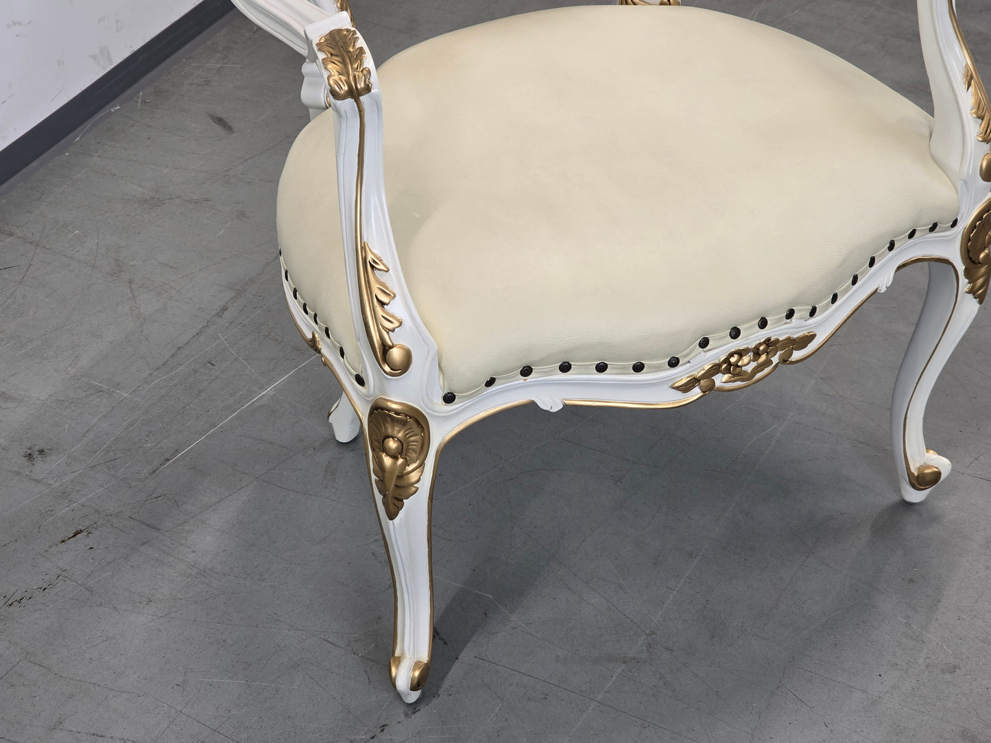 BAROCK SESSEL Weiss Gold Rokoko Stuhl Vintage Sessel Antik-Stil Prunkstuhl