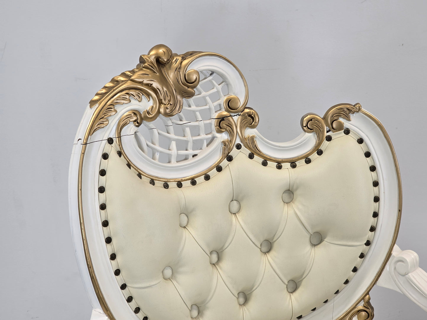 BAROCK SESSEL Weiss Gold Rokoko Stuhl Vintage Sessel Antik-Stil Prunkstuhl