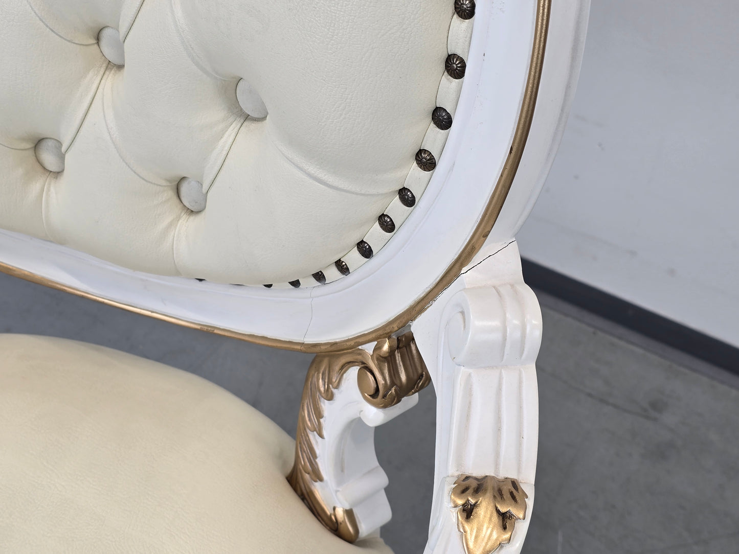 BAROCK SESSEL Weiss Gold Rokoko Stuhl Vintage Sessel Antik-Stil Prunkstuhl