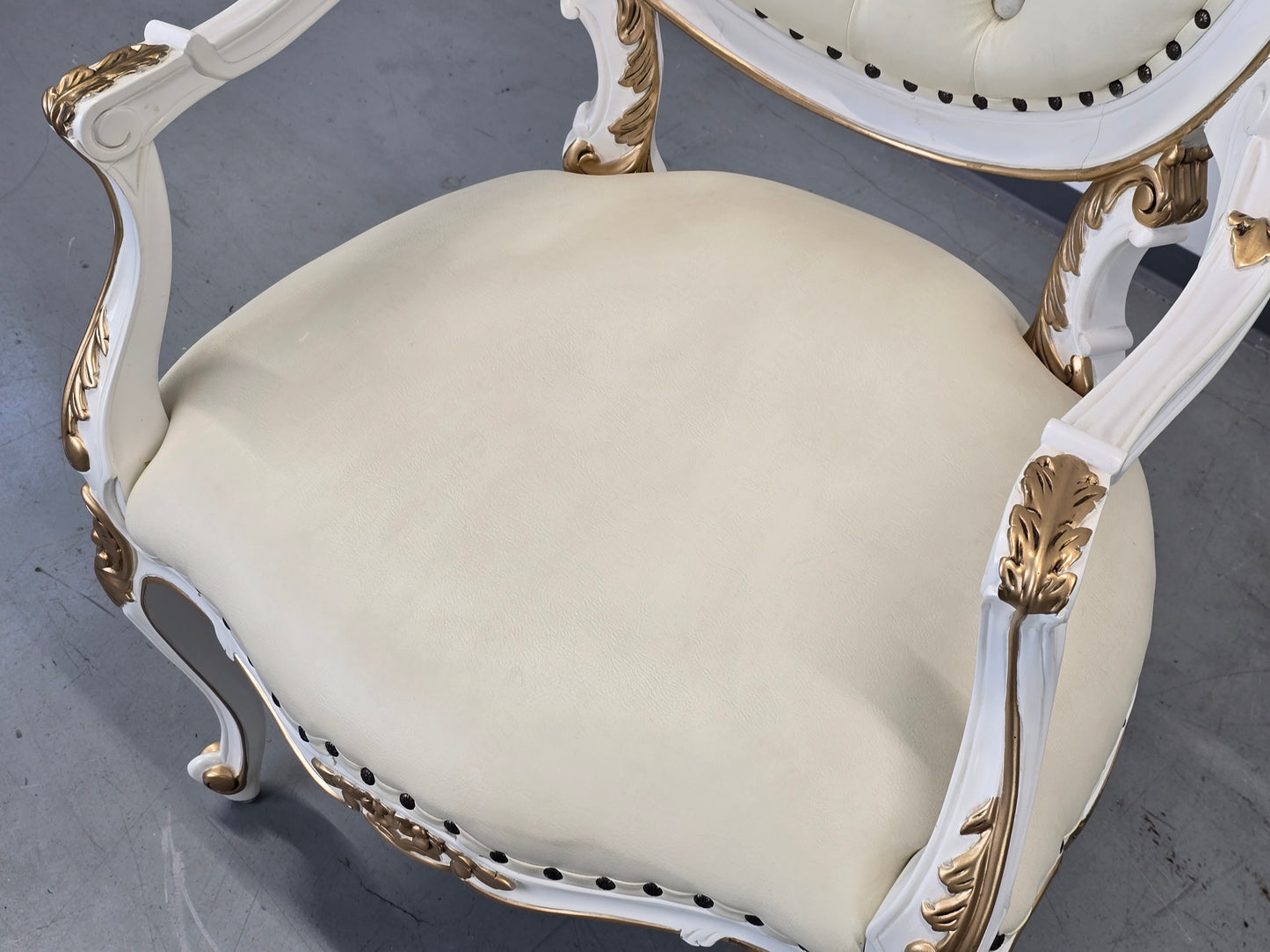 BAROCK SESSEL Weiss Gold Rokoko Stuhl Vintage Sessel Antik-Stil Prunkstuhl