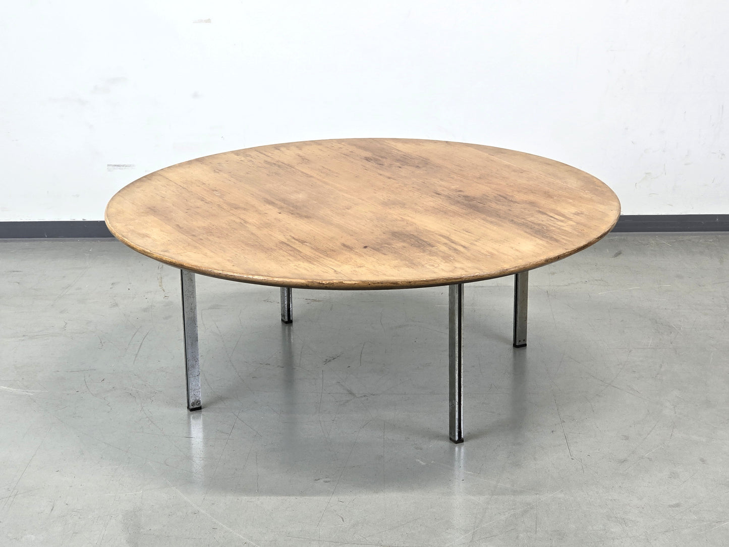 FLORENCE KNOLL Couchtisch Rund Chrom Holz 105cm Vintage 60er 70er Nuss