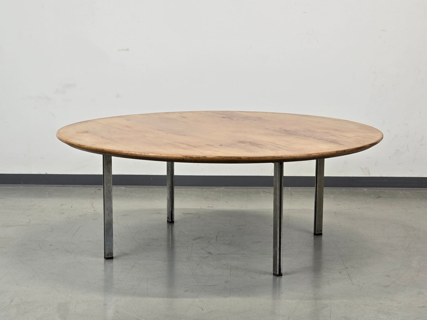 FLORENCE KNOLL Couchtisch Rund Chrom Holz 105cm Vintage 60er 70er Nuss