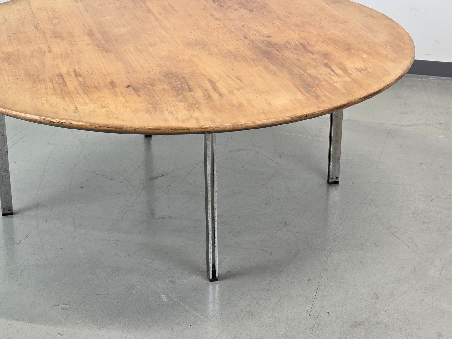 FLORENCE KNOLL Couchtisch Rund Chrom Holz 105cm Vintage 60er 70er Nuss