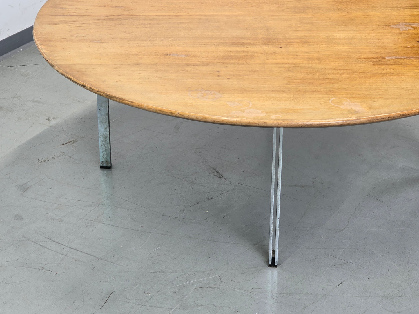 FLORENCE KNOLL Couchtisch Rund Chrom Holz 105cm Vintage 60er 70er Nuss