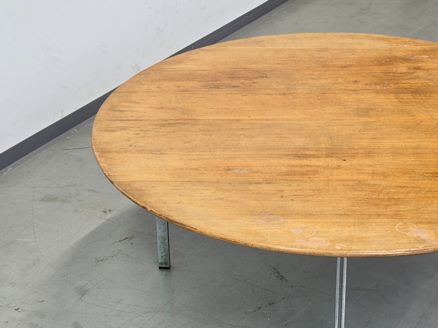 FLORENCE KNOLL Couchtisch Rund Chrom Holz 105cm Vintage 60er 70er Nuss
