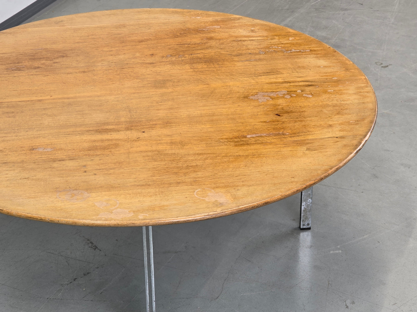 FLORENCE KNOLL Couchtisch Rund Chrom Holz 105cm Vintage 60er 70er Nuss