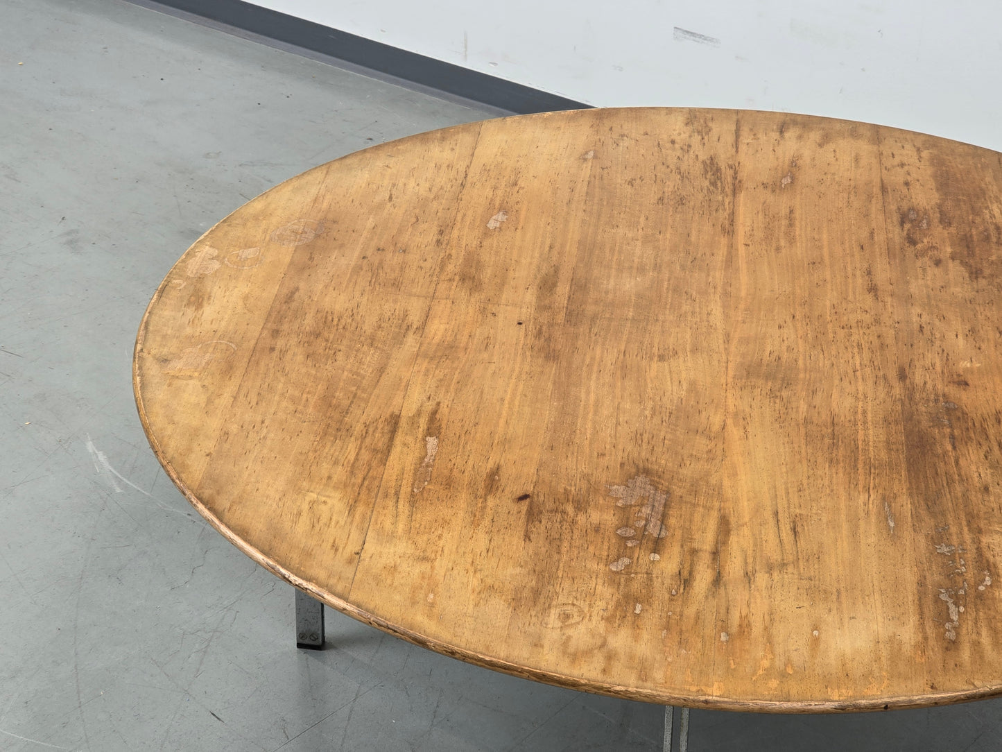 FLORENCE KNOLL Couchtisch Rund Chrom Holz 105cm Vintage 60er 70er Nuss