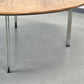 FLORENCE KNOLL Couchtisch Rund Chrom Holz 105cm Vintage 60er 70er Nuss