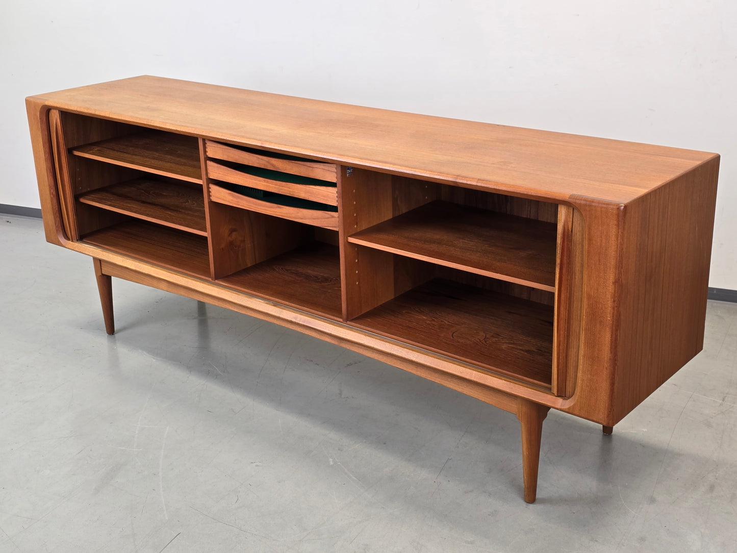 DANISH SIDEBOARD Tv Kommode Low Board Teak Bernhard Pedersen 142 Tambour Mid Century BPS
