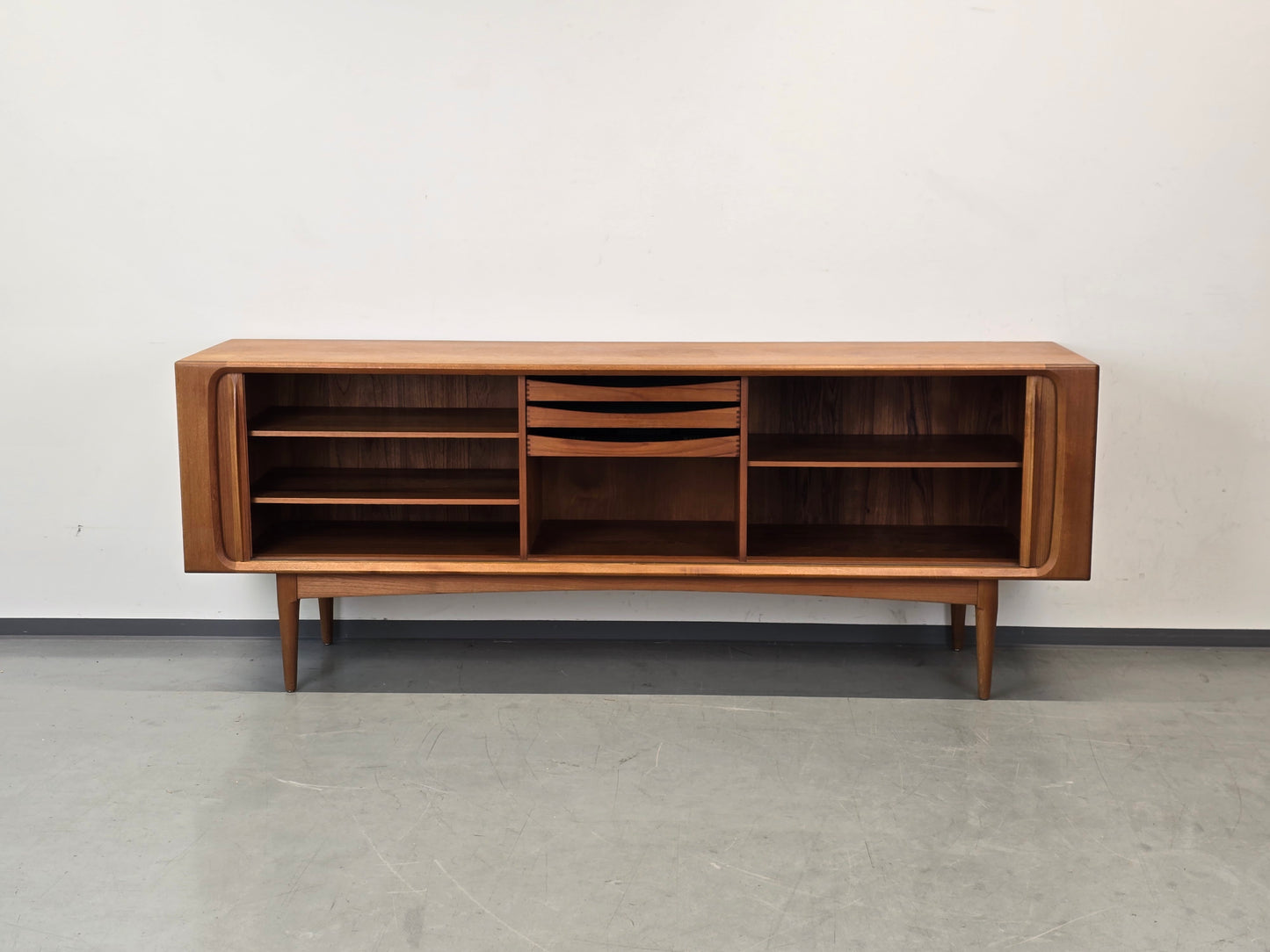 DANISH SIDEBOARD Tv Kommode Low Board Teak Bernhard Pedersen 142 Tambour Mid Century BPS