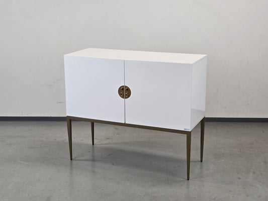 CARRYHOME HIGHBOARD Weiß Hochglanz Kommode Messing-Optik Sideboard