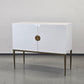 CARRYHOME HIGHBOARD Weiß Hochglanz Kommode Messing-Optik Sideboard