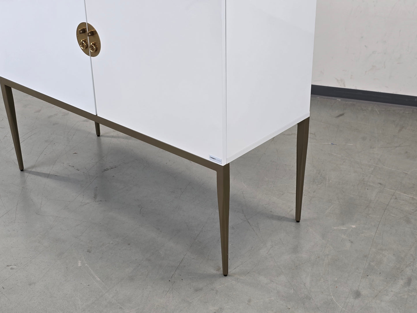 CARRYHOME HIGHBOARD Weiß Hochglanz Kommode Messing-Optik Sideboard
