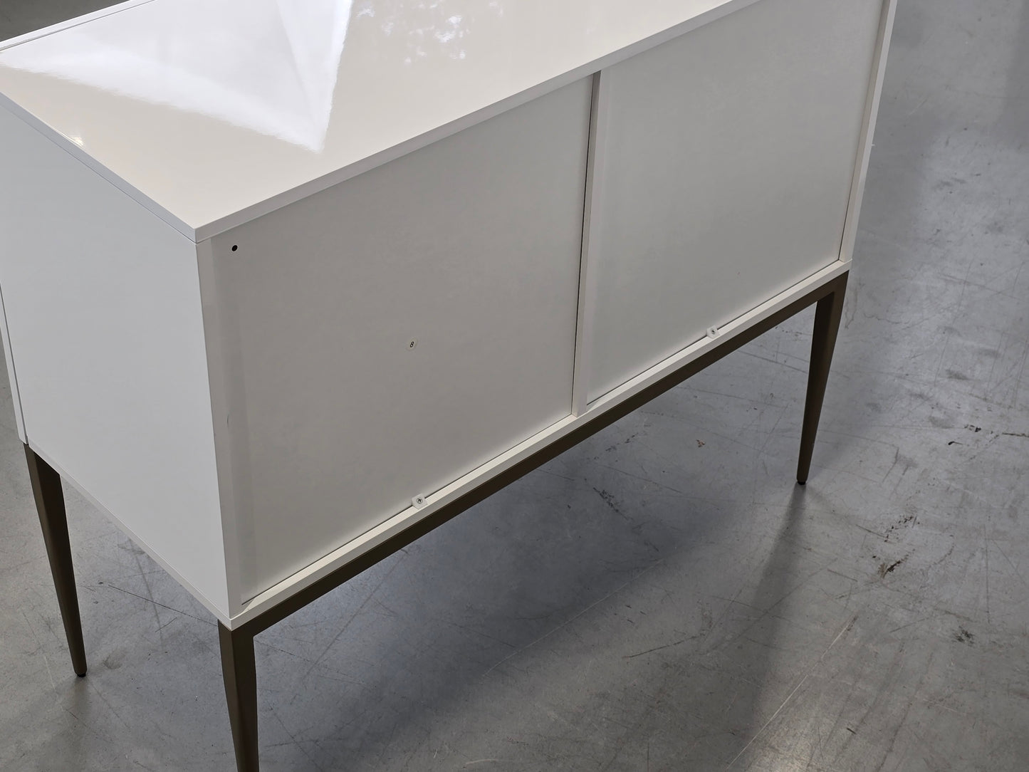 CARRYHOME HIGHBOARD Weiß Hochglanz Kommode Messing-Optik Sideboard
