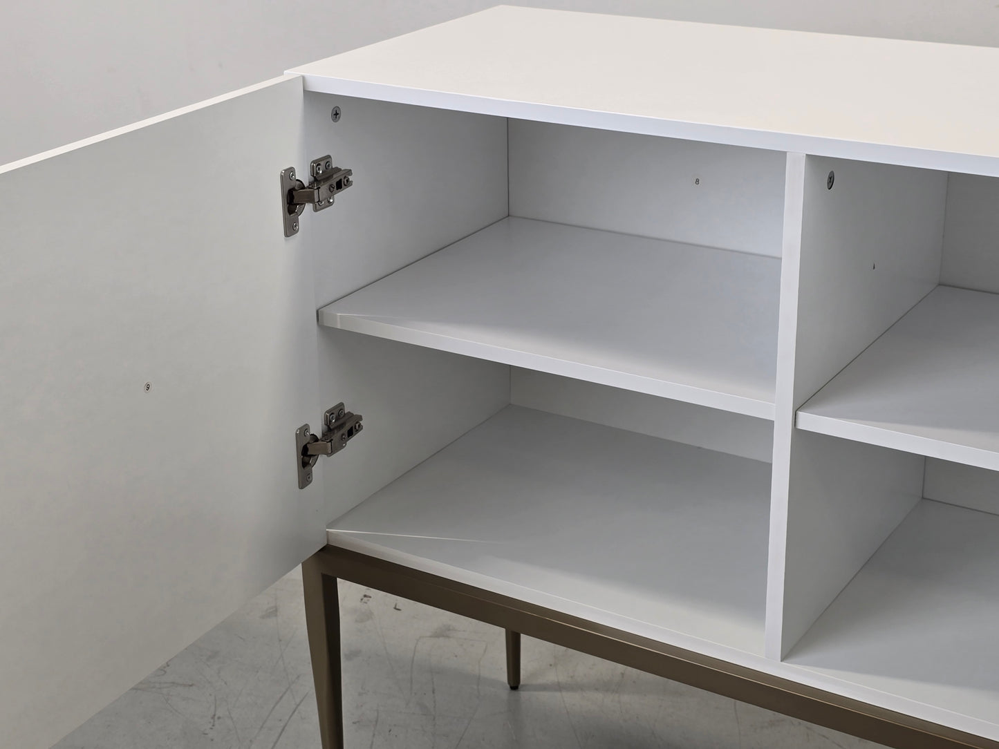 CARRYHOME HIGHBOARD Weiß Hochglanz Kommode Messing-Optik Sideboard