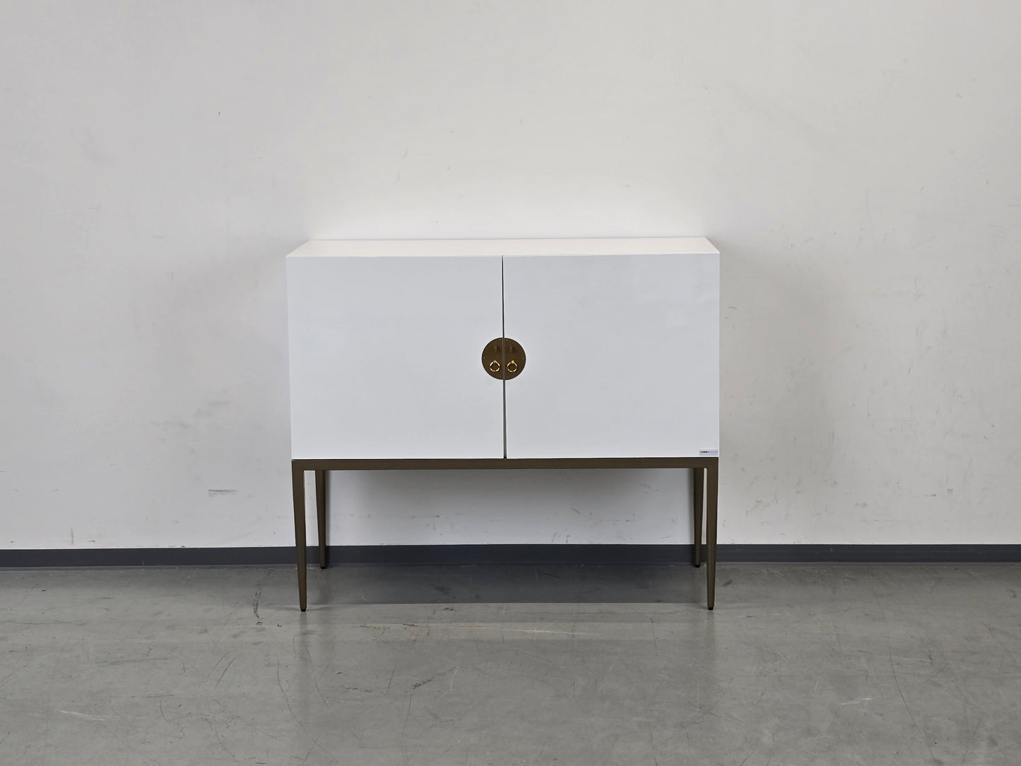 CARRYHOME HIGHBOARD Weiß Hochglanz Kommode Messing-Optik Sideboard