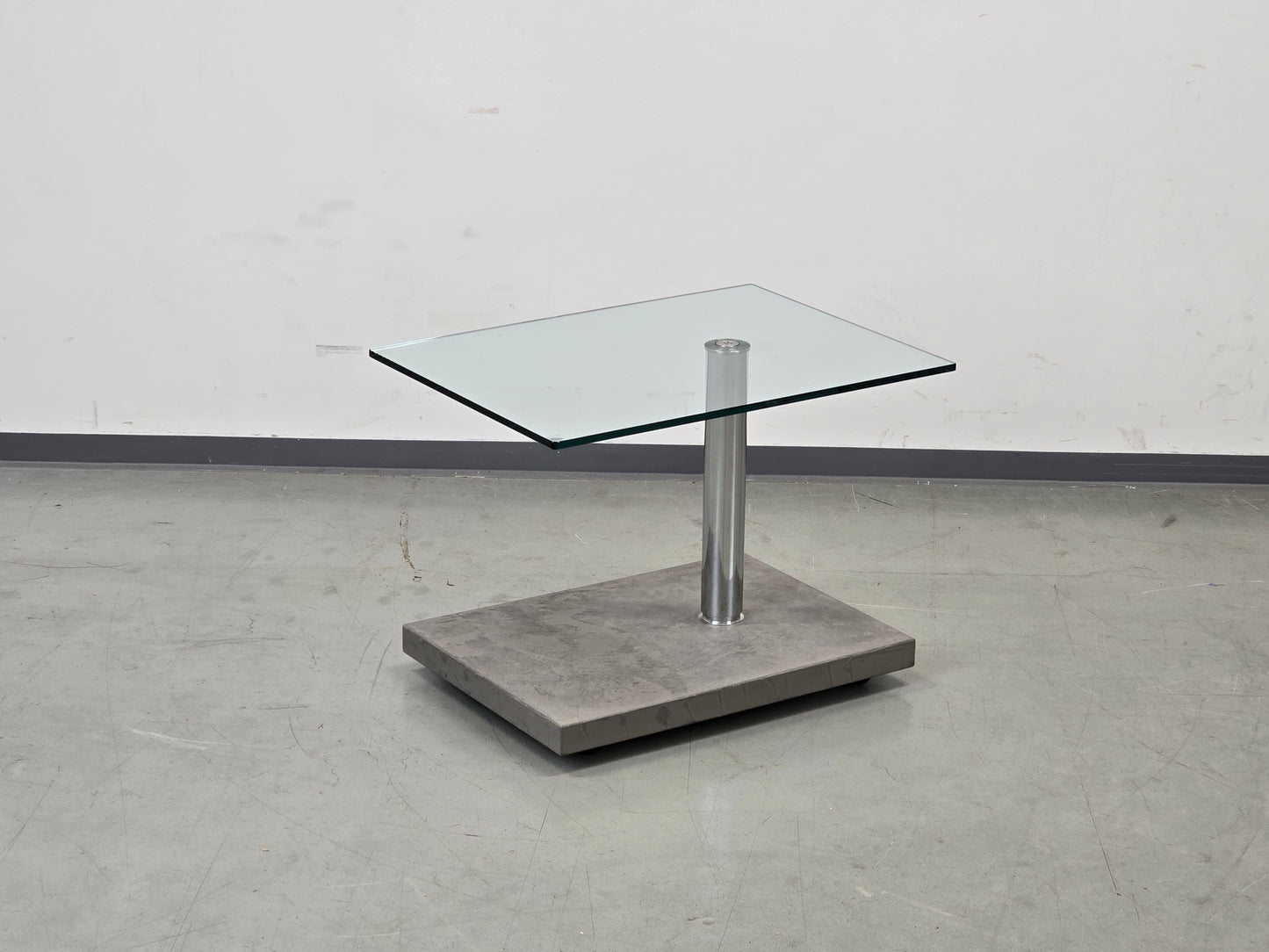 RONALD SCHMITT Beistelltisch Glas Metall K 425 Couchtisch höhenverstellbar