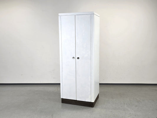 VINTAGE SCHRANK Weiß shabby 60er Holz Mid Century Bauhaus Garderobe Unikat