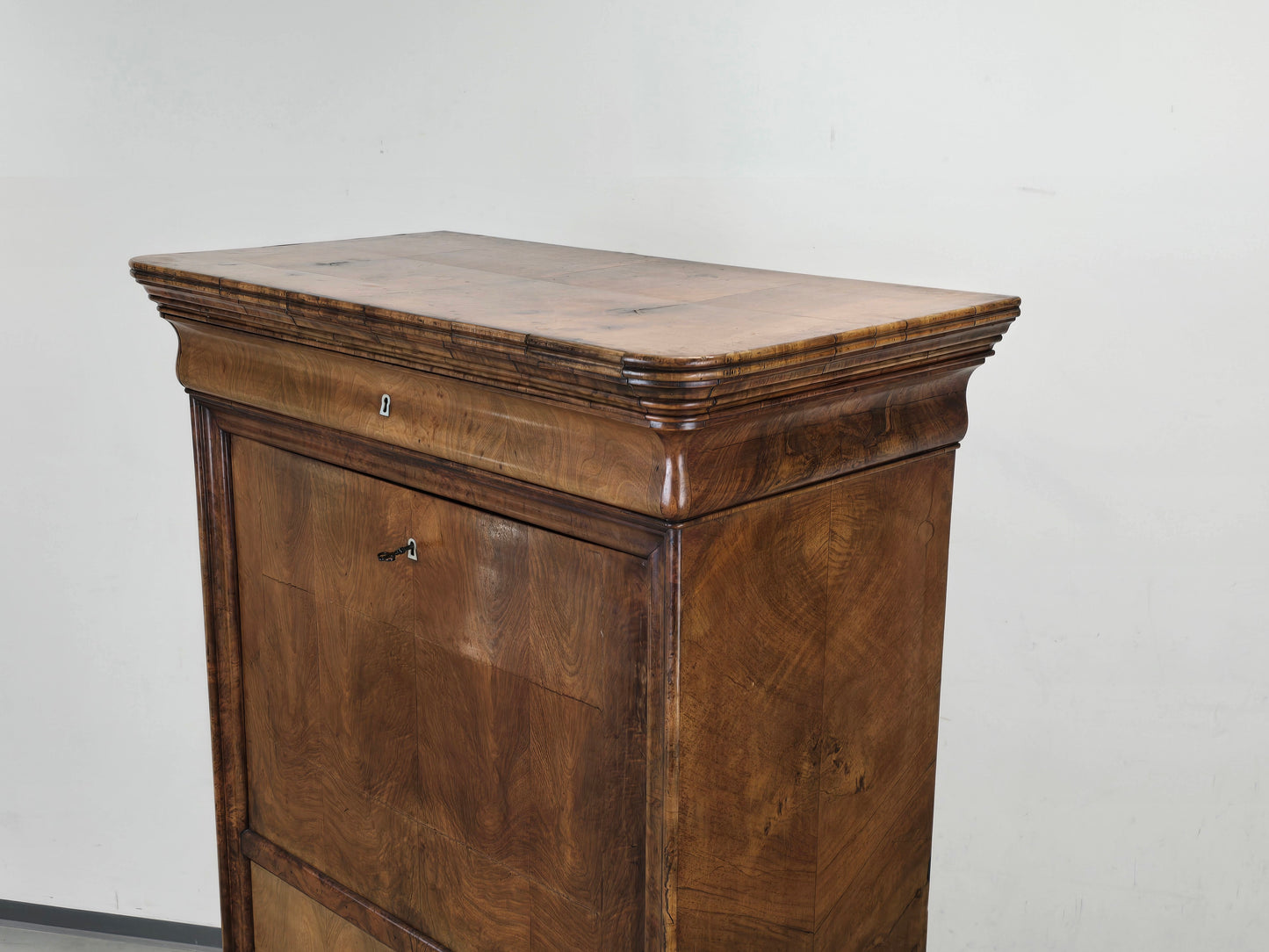 ANTIKER BIEDERMEIER Sekretär Kirschbaum Schreibschrank Wurzelholz um 1830