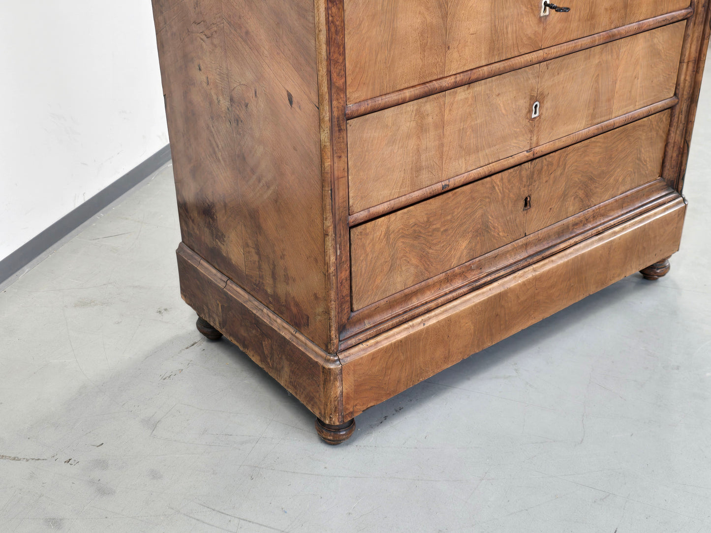 ANTIKER BIEDERMEIER Sekretär Kirschbaum Schreibschrank Wurzelholz um 1830