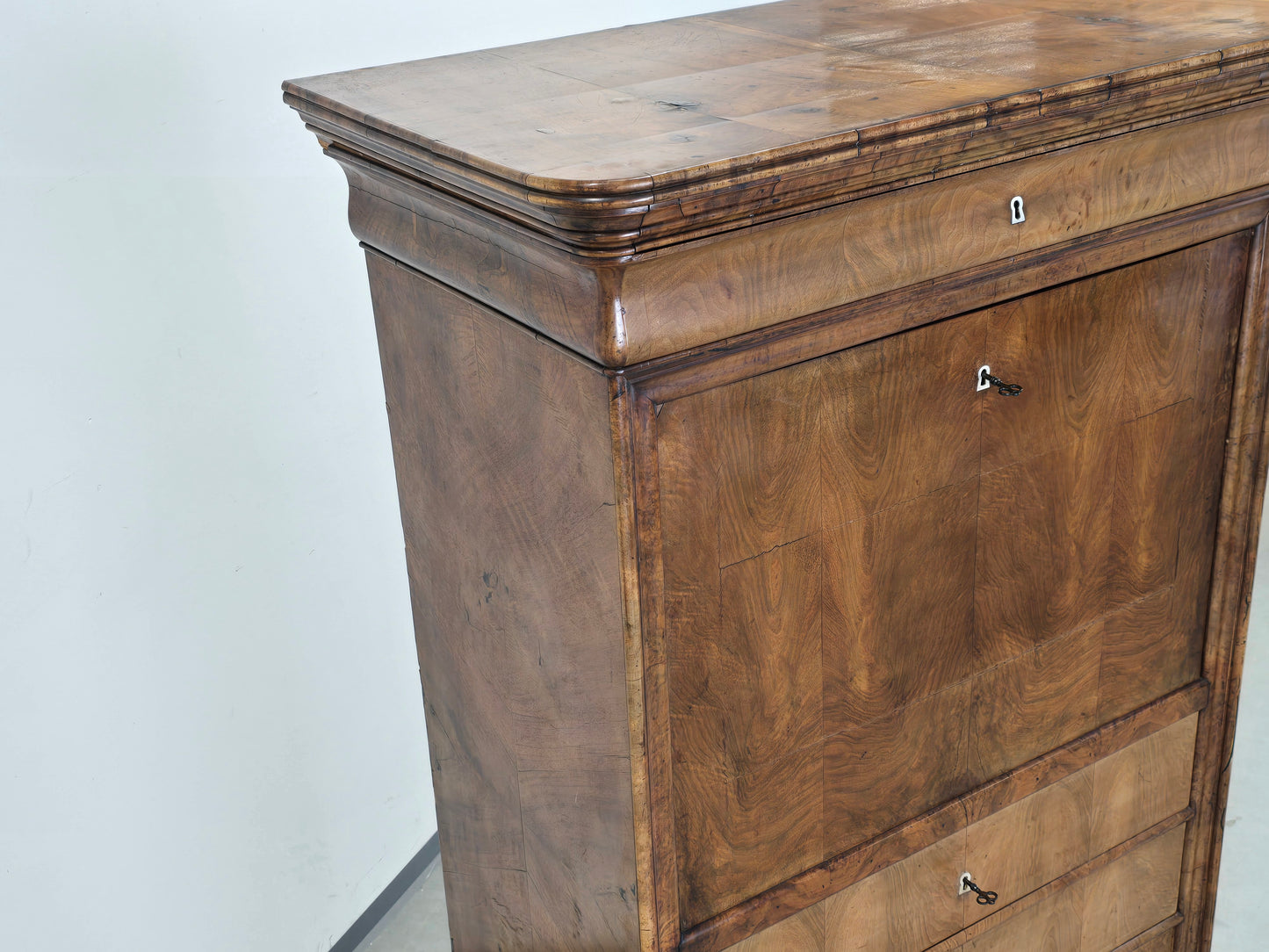 ANTIKER BIEDERMEIER Sekretär Kirschbaum Schreibschrank Wurzelholz um 1830