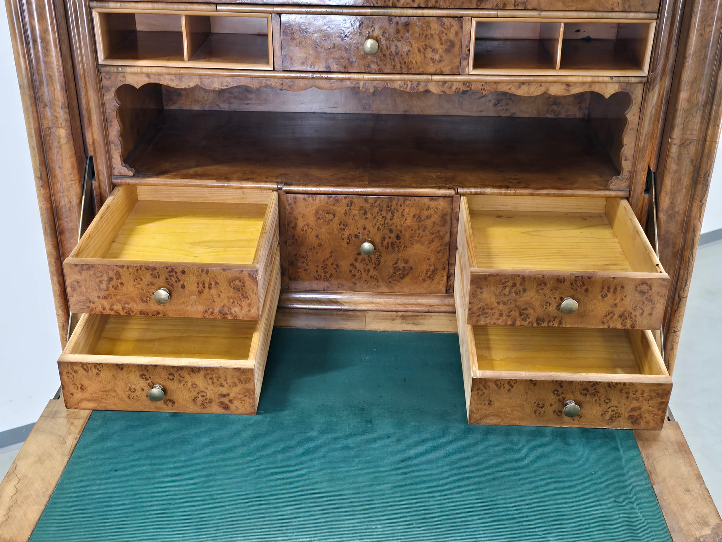 ANTIKER BIEDERMEIER Sekretär Kirschbaum Schreibschrank Wurzelholz um 1830