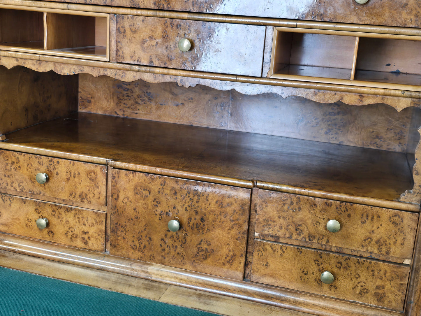 ANTIKER BIEDERMEIER Sekretär Kirschbaum Schreibschrank Wurzelholz um 1830