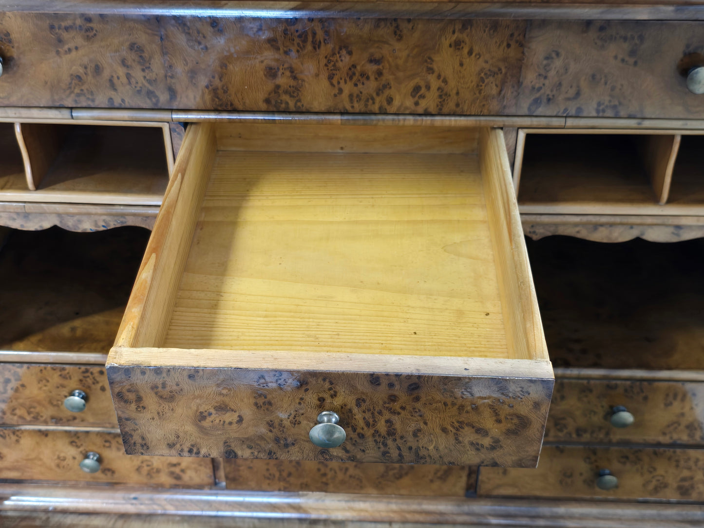 ANTIKER BIEDERMEIER Sekretär Kirschbaum Schreibschrank Wurzelholz um 1830