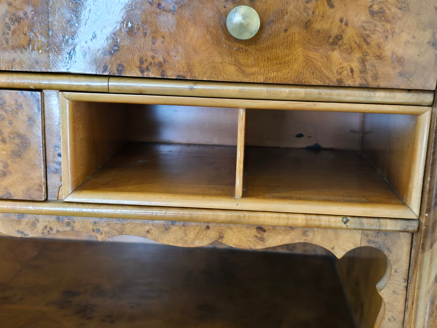 ANTIKER BIEDERMEIER Sekretär Kirschbaum Schreibschrank Wurzelholz um 1830