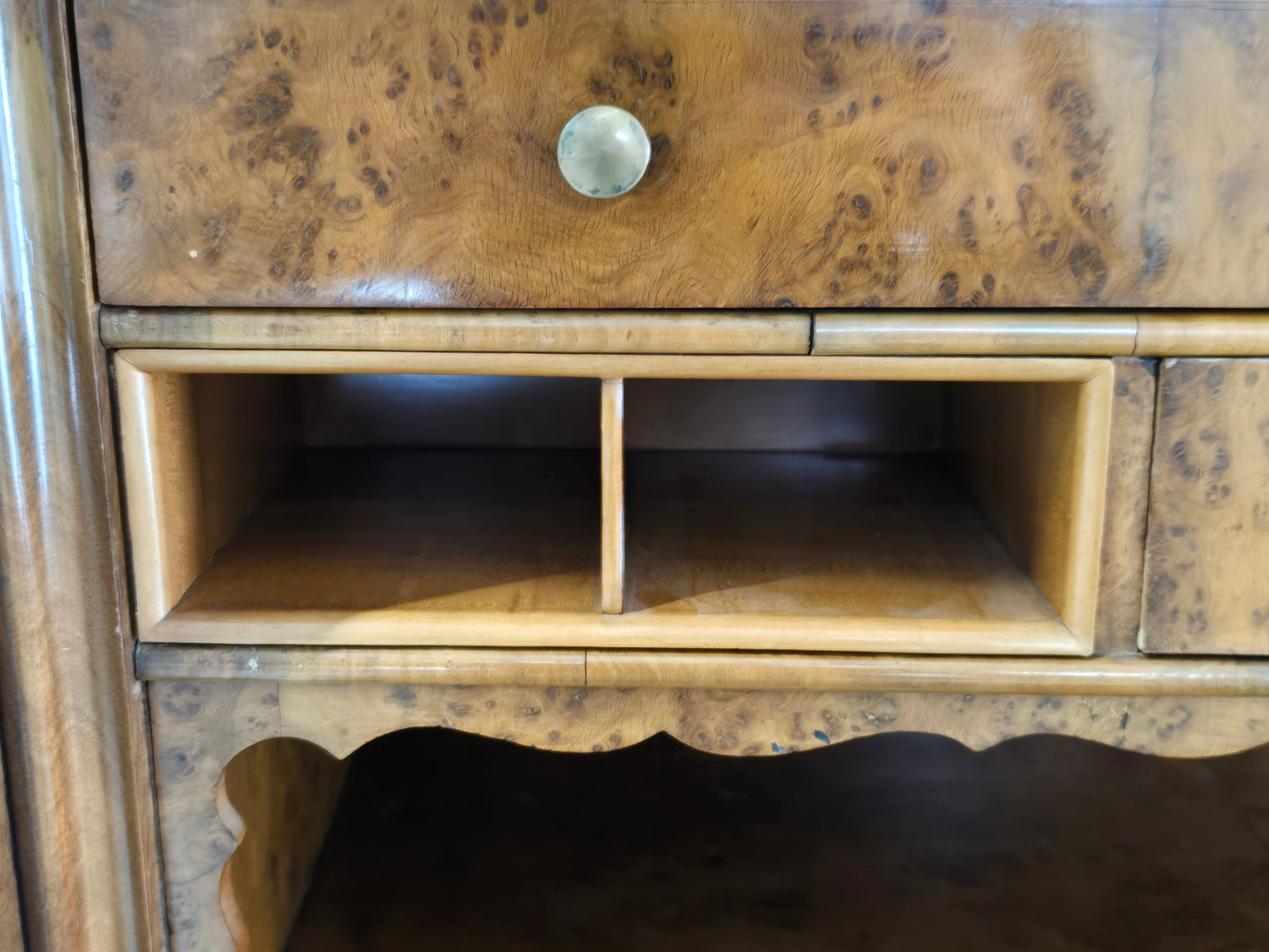 ANTIKER BIEDERMEIER Sekretär Kirschbaum Schreibschrank Wurzelholz um 1830