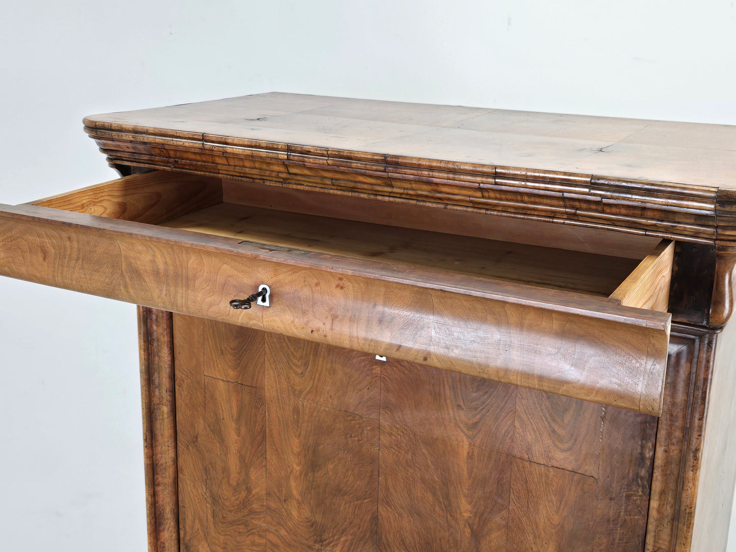 ANTIKER BIEDERMEIER Sekretär Kirschbaum Schreibschrank Wurzelholz um 1830