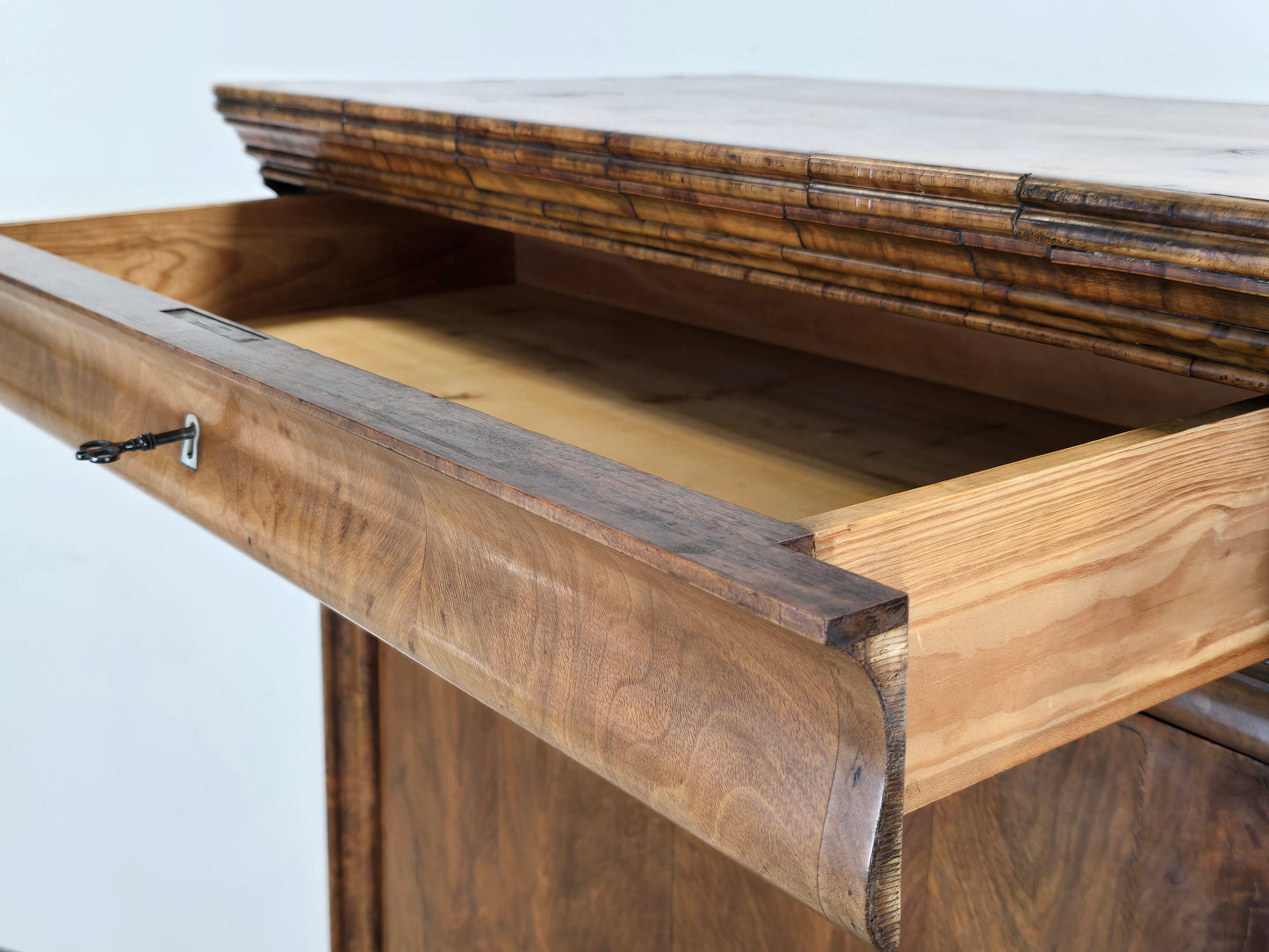 ANTIKER BIEDERMEIER Sekretär Kirschbaum Schreibschrank Wurzelholz um 1830