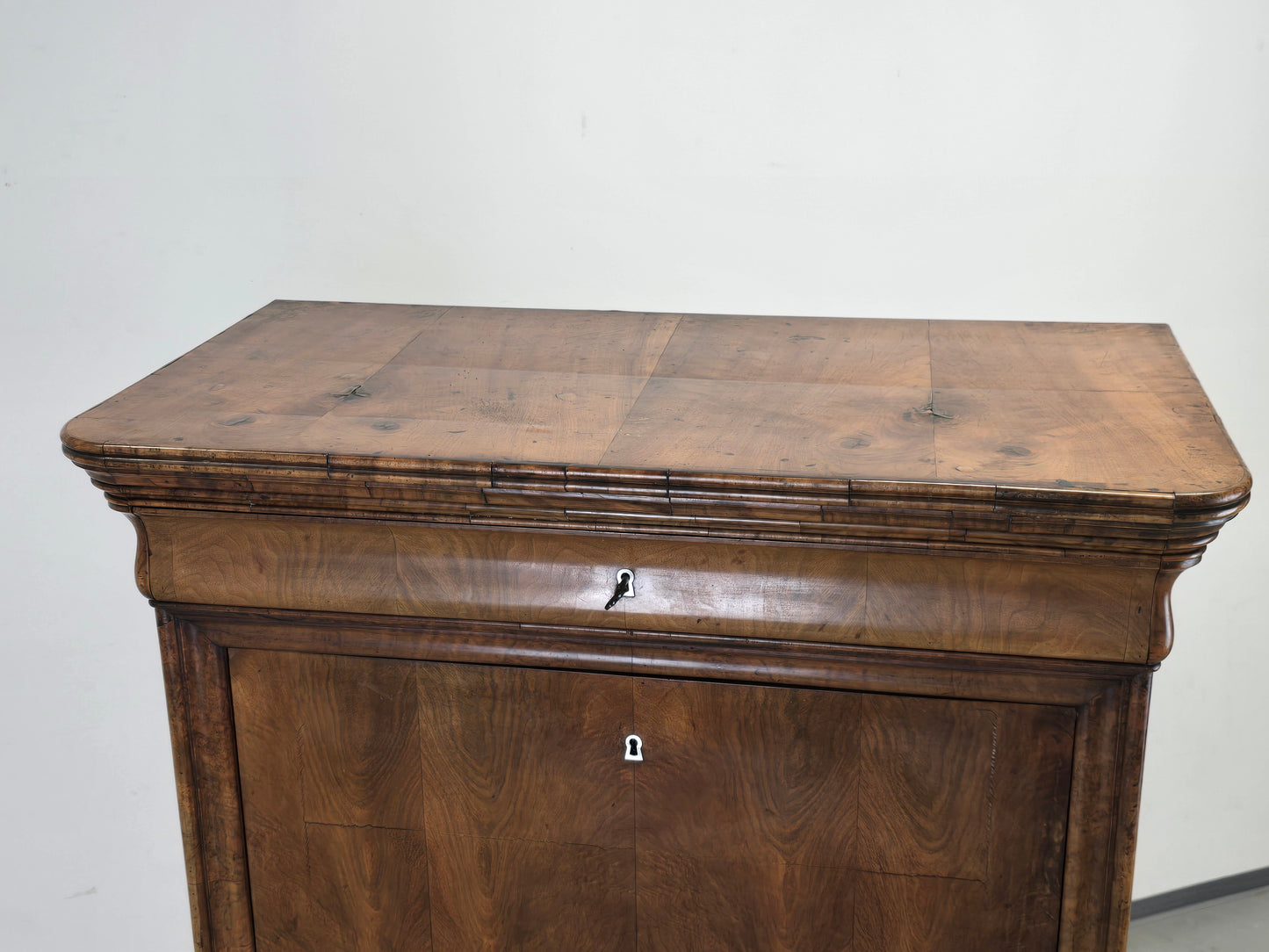 ANTIKER BIEDERMEIER Sekretär Kirschbaum Schreibschrank Wurzelholz um 1830