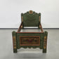 VOGLAUER BETT Anno 1700 Bauernbett Einzelbett Grün handbemalt Massivholz 90x200
