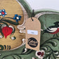 VOGLAUER BETT Anno 1700 Bauernbett Einzelbett Grün handbemalt Massivholz 90x200