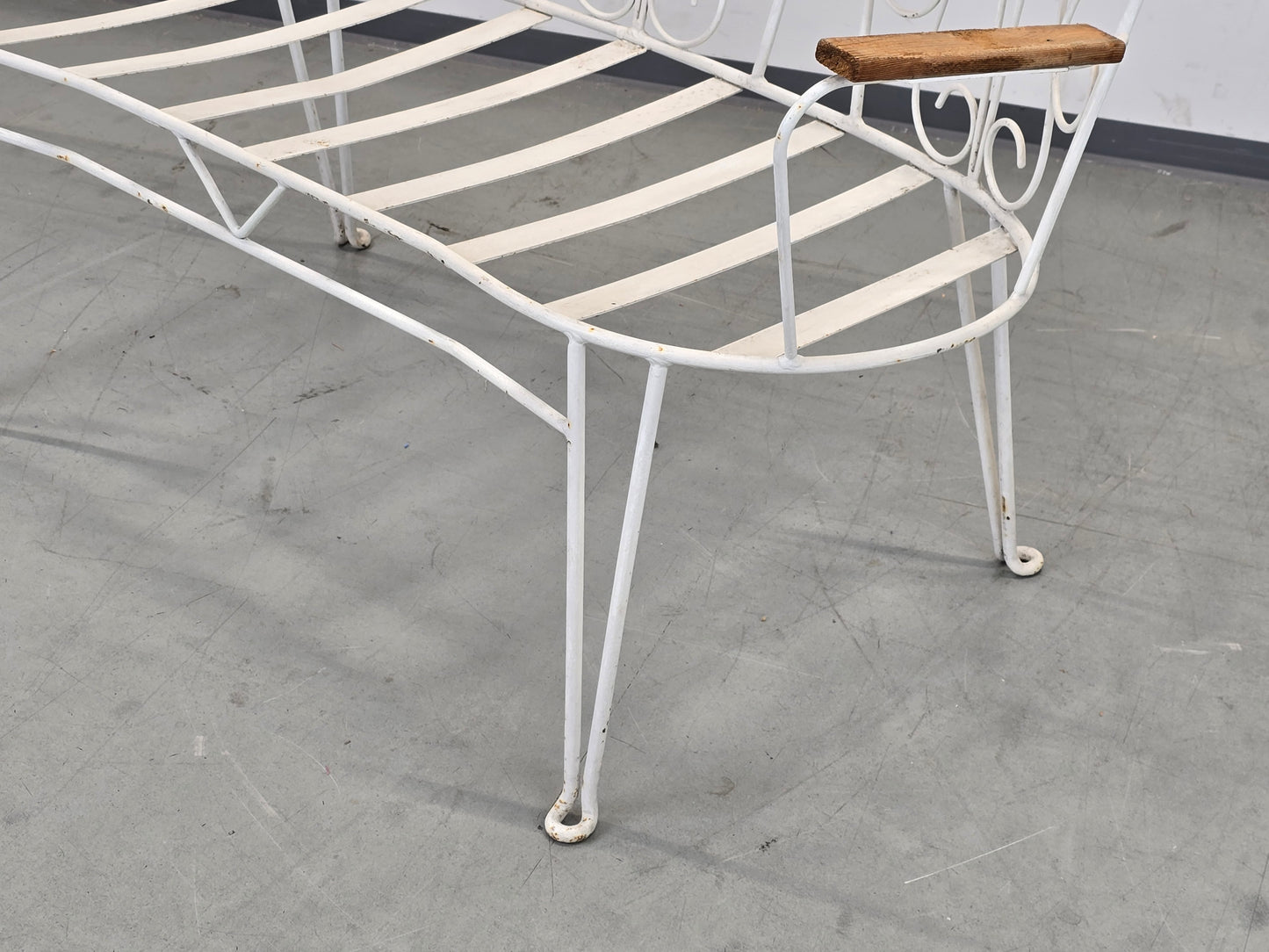 GARTENBANK VINTAGE 60er Jahre Design Metall Weiß Retro Parkbank Antik