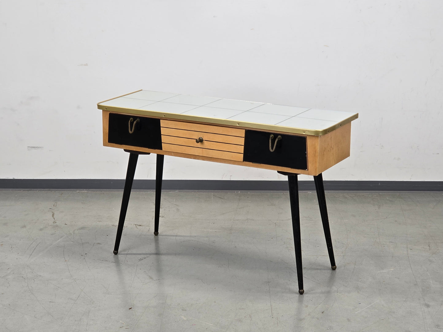 MID CENTURY Kommode 60er Vintage Sideboard Konsole Spiegel Messing
