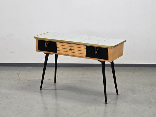 MID CENTURY Kommode 60er Vintage Sideboard Konsole Spiegel Messing