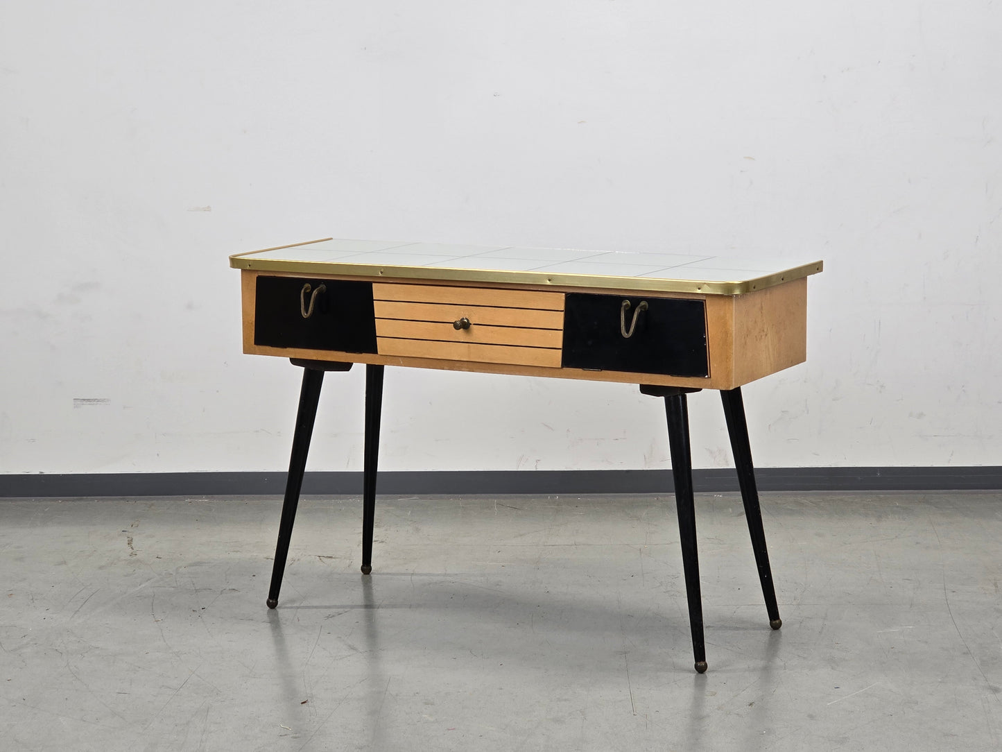 MID CENTURY Kommode 60er Vintage Sideboard Konsole Spiegel Messing