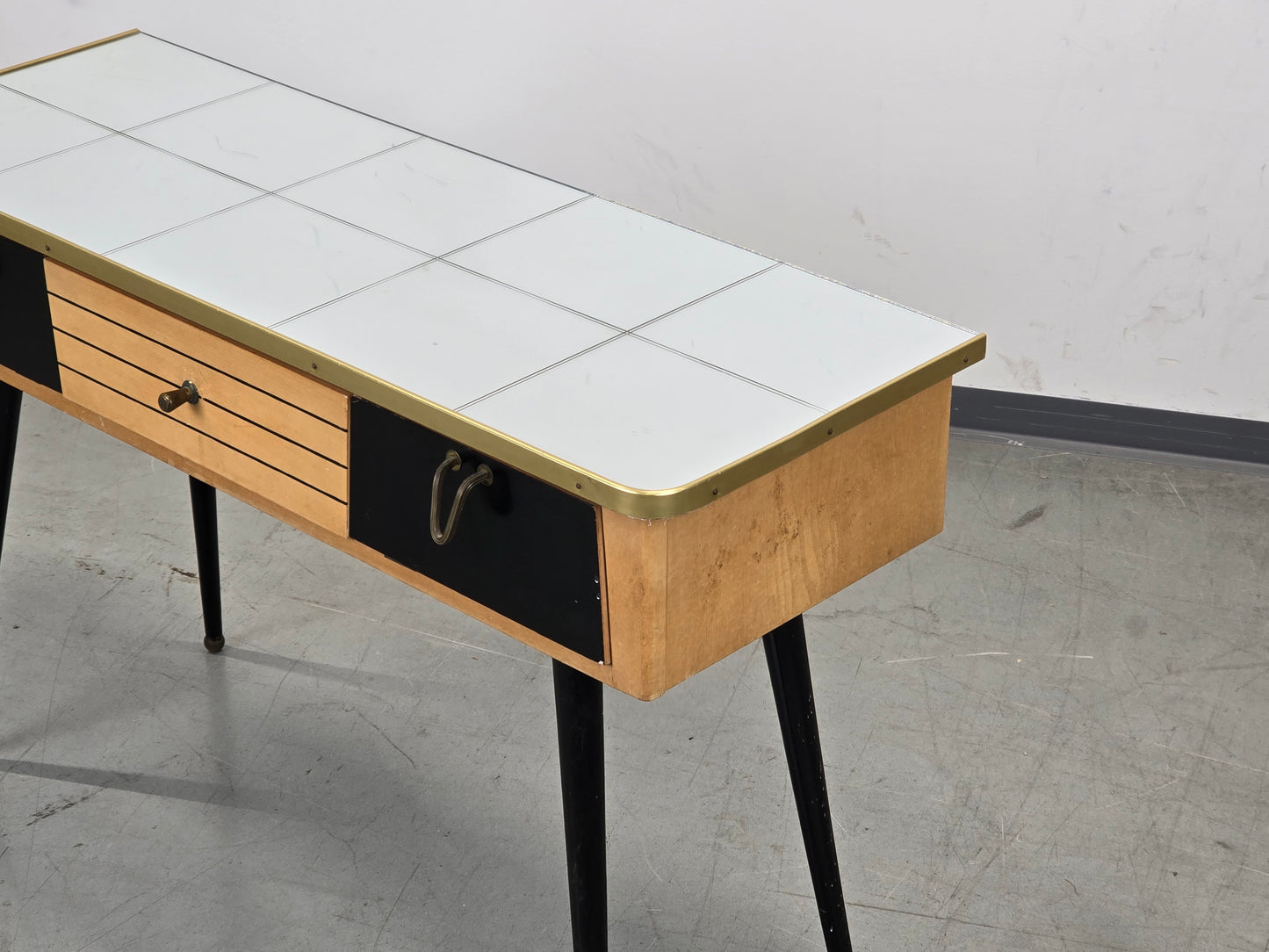 MID CENTURY Kommode 60er Vintage Sideboard Konsole Spiegel Messing