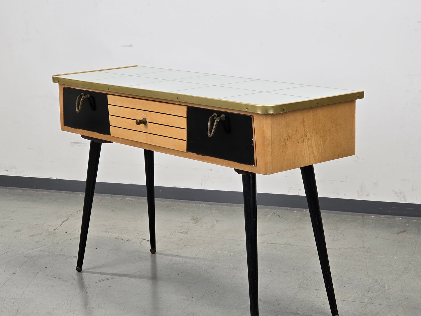 MID CENTURY Kommode 60er Vintage Sideboard Konsole Spiegel Messing