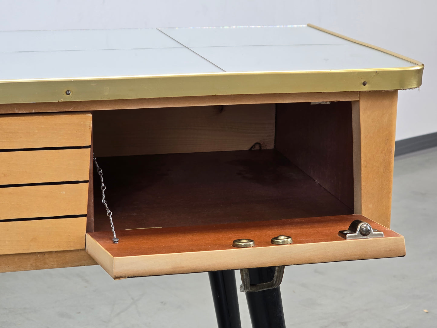 MID CENTURY Kommode 60er Vintage Sideboard Konsole Spiegel Messing