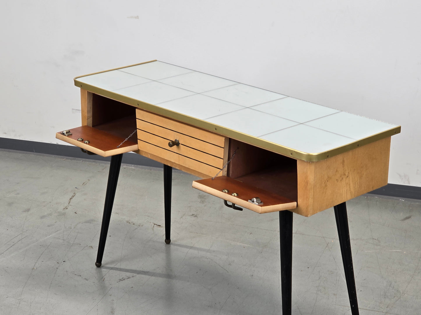 MID CENTURY Kommode 60er Vintage Sideboard Konsole Spiegel Messing