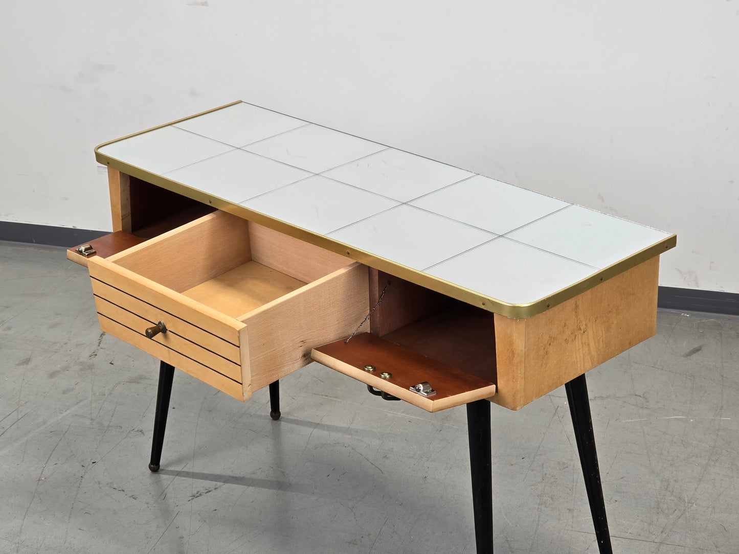 MID CENTURY Kommode 60er Vintage Sideboard Konsole Spiegel Messing