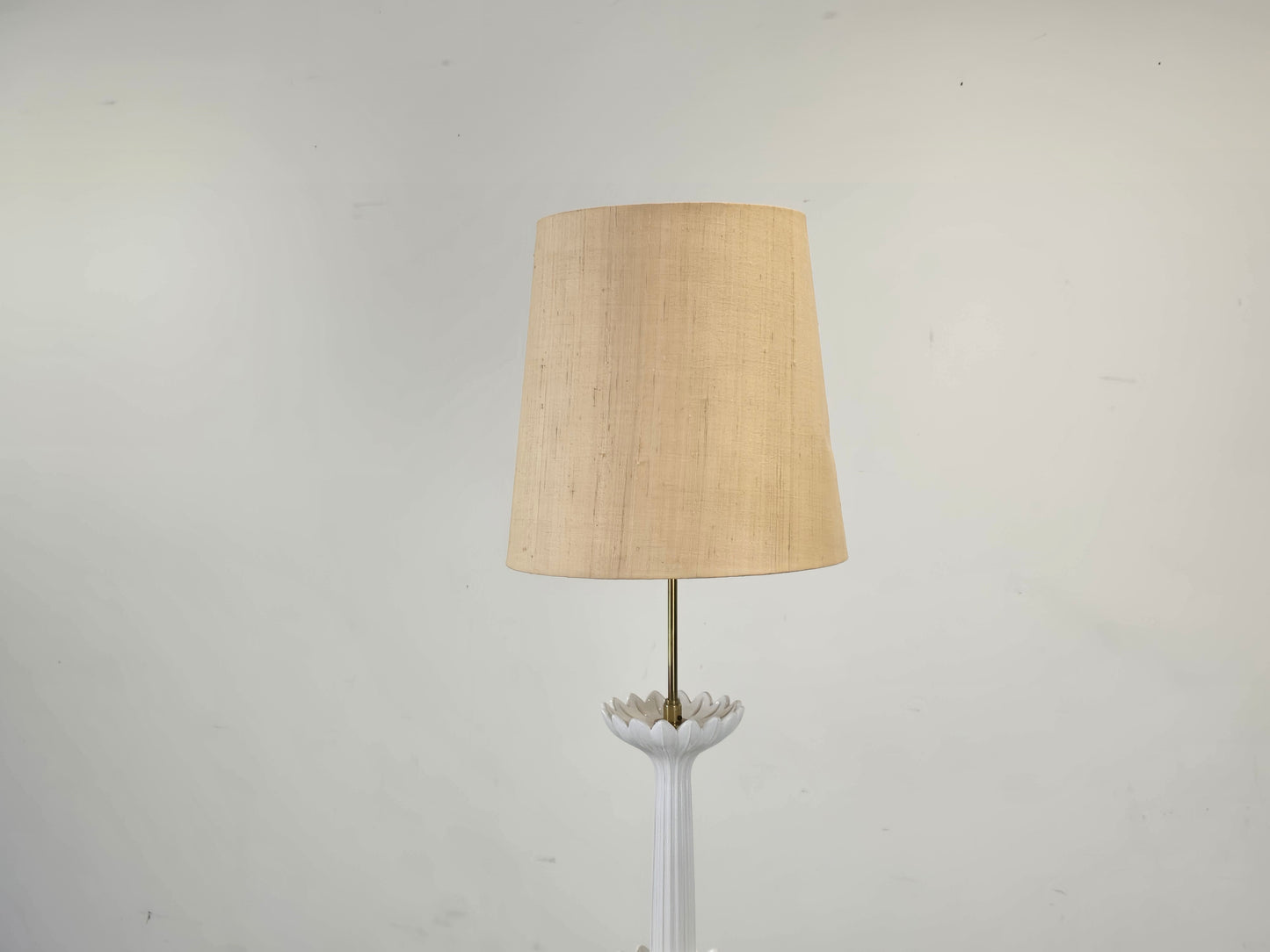 VINTAGE STEHLAMPE Keramik Lotus 60er 70er Italien Hollywood Regency Lampe